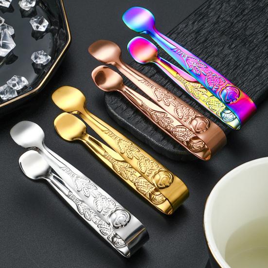 Зажим для кубиков льда из нержавеющей стали, нержавеющий, яркий цвет, удобная ручка, круглая головка, сахар, еда, барбекю, щипцы для выпечки, кухонный инструмент