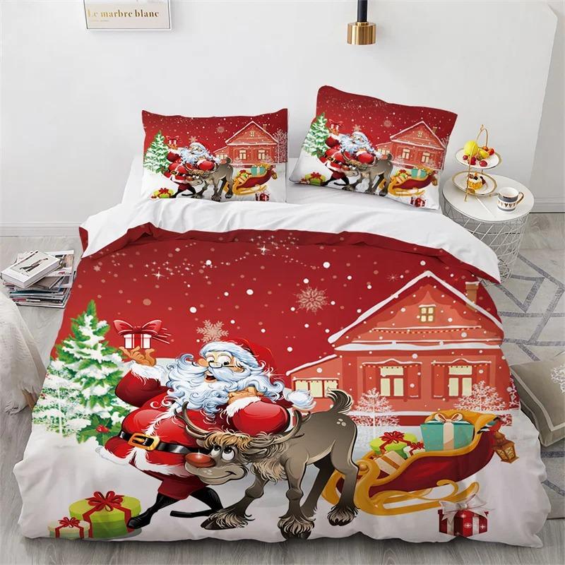 Christmas Elk Bedding Collection Festival Modern 3D Duvet Cover Collection Comforter With Bed Linen Twin Queen King Single Size Kids Adult Gift