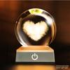 Personalized Custom Laser Engraved Crystal Ball Night Light Wooden Base Gift Commemorate Family and Important Days