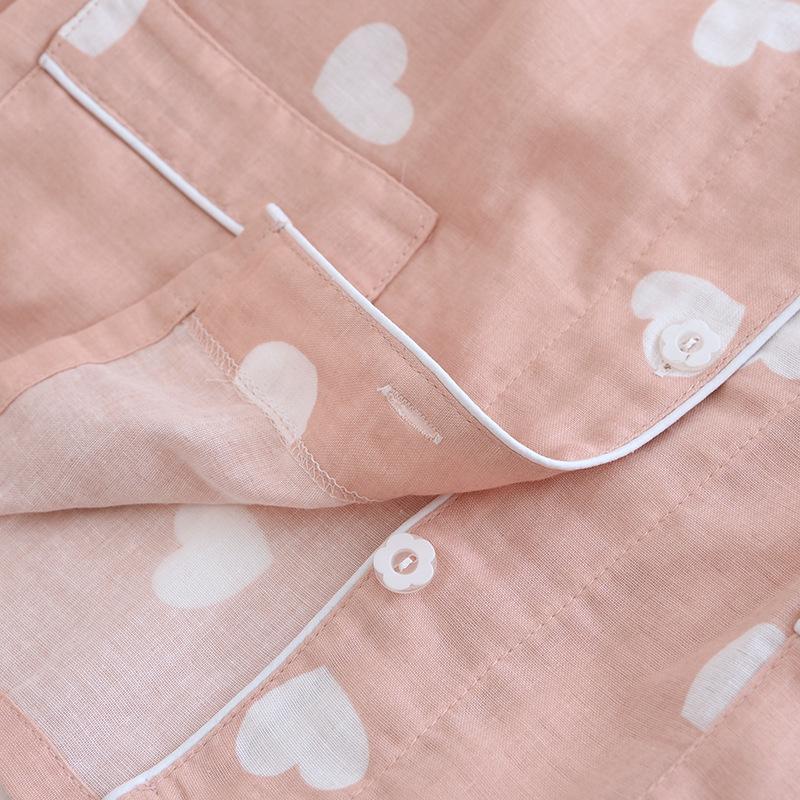2022 Хлопковый марлевый пижамный комплект с нагрудными подушечками - Летняя и осенняя женская домашняя одежда с длинным рукавом