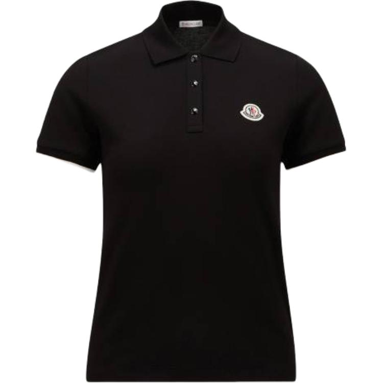 Moncler Хлопковая рубашка-поло с логотипом, короткий рукав, SS26, однотонная, на пуговицах, женские топы L10938A0000484720999
