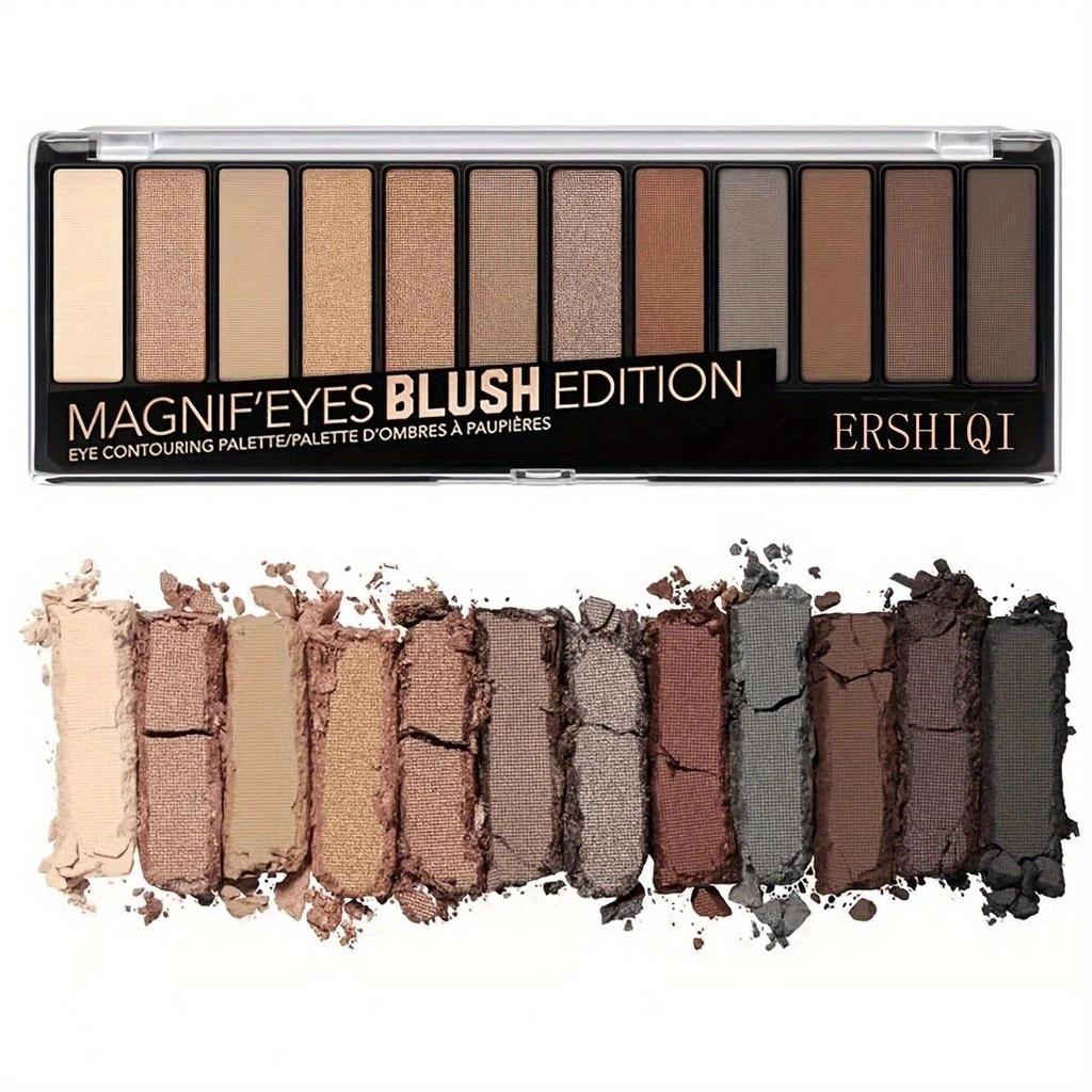 ErshiQI 12-цветная палитра теней для век: Перламутровые, матовые и мелко блестящие тени