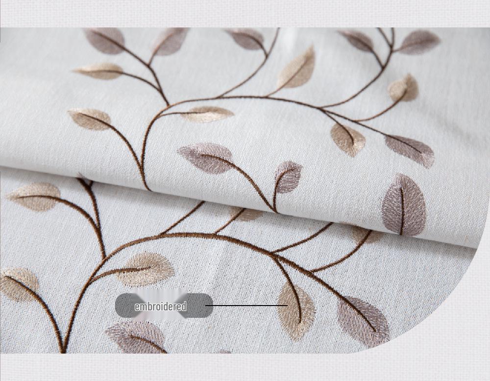Jiexin European Style Embroidered Tablecloth - Coffee Leaves Design for Home Decor