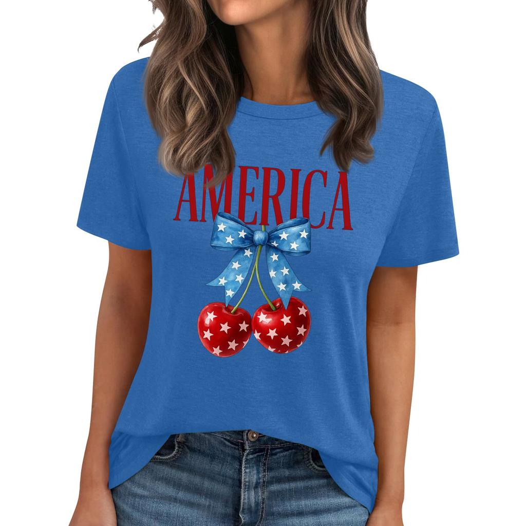 Женская футболка с круглым вырезом и короткими рукавами с принтом