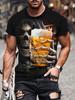 Men's Beer Print T-shirt, Casual Short Sleeve Crew Neck Tee, Men's Clothing For Outdoor