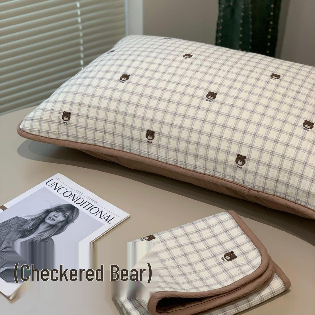 Стеганое покрывало с подходящими наволочками из чистого хлопка (Набор из 2), Уплотненный, 48x74см, Подходит для всех сезонов.