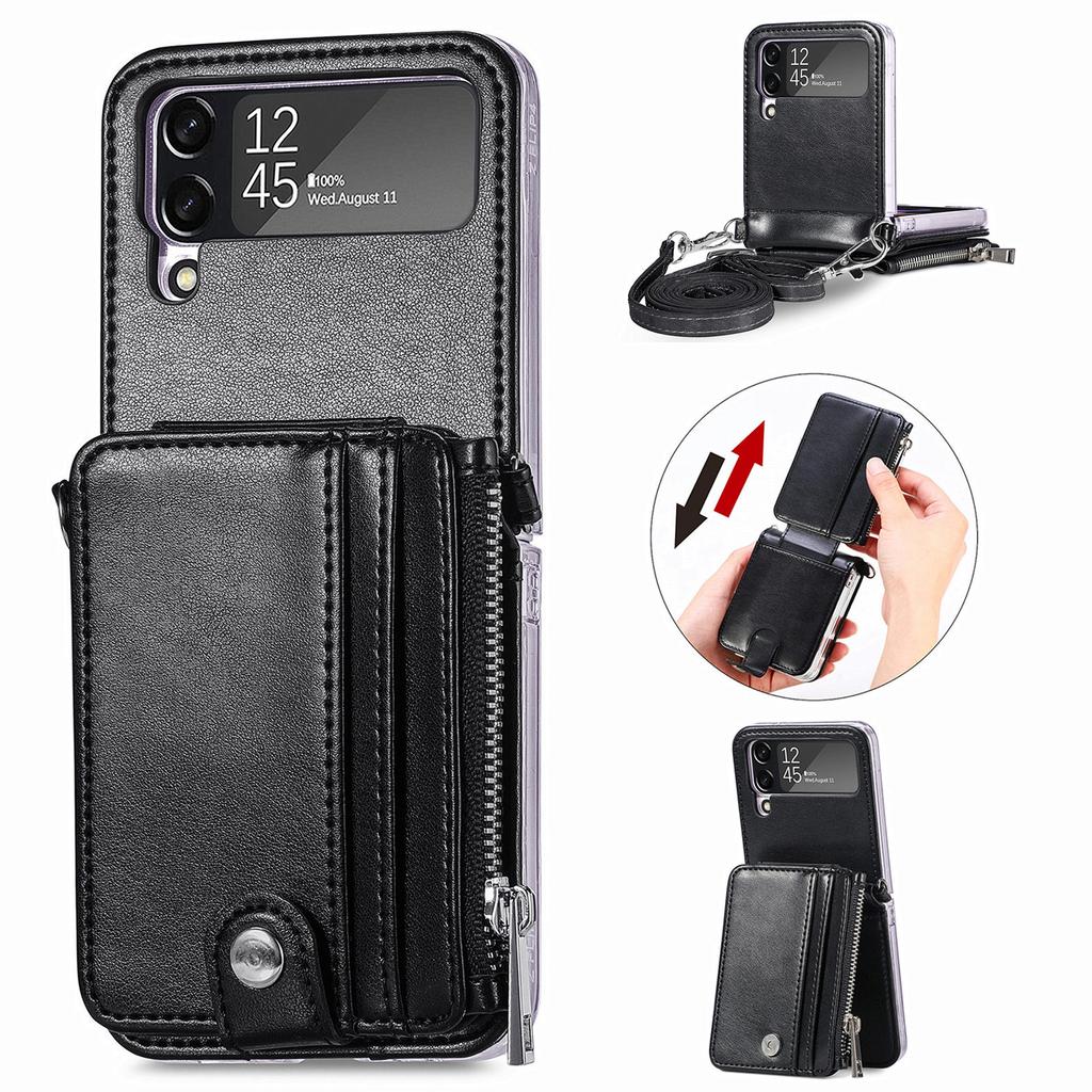 Full Protection Leather Wallet Case for Samsung Galaxy Z Flip 4 5G Flip4 Flip3 Flip 3 Zflip4 Card Pocket Mobile Phone Cover