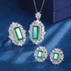 Jewelry Copper Bottom Gold Plated Jewelry Set Simulation Emerald Diamond Pendant Ring Main Stone 8 * 16 6 * 8