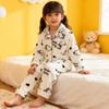 Kids Flannel Pajamas Set Boys Girls Warm Long Sleeve Top And Pants Sleepwear Winter Home Nightwear