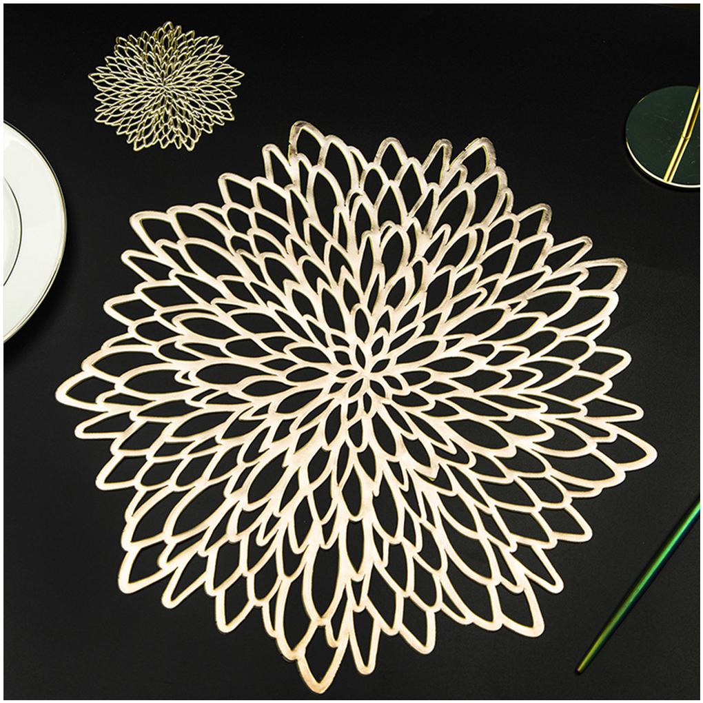 2/6 Pieces Flower Hollow Placemat Lightweight PVC Heat Insulation Pad Anti-scalding Table Mat Portable Dining Mats