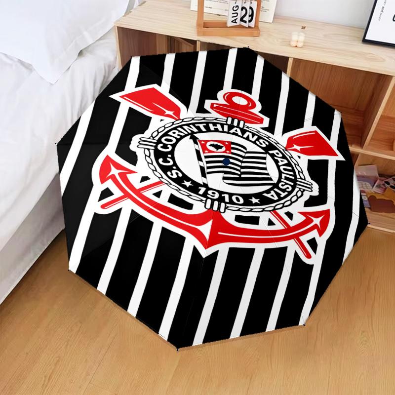 1PC Sport Club Football Crest Printed Umbrella Folding umbrella, automatic umbrella 8-Frame for Travel, camping Fan gifts Christmas Gifts