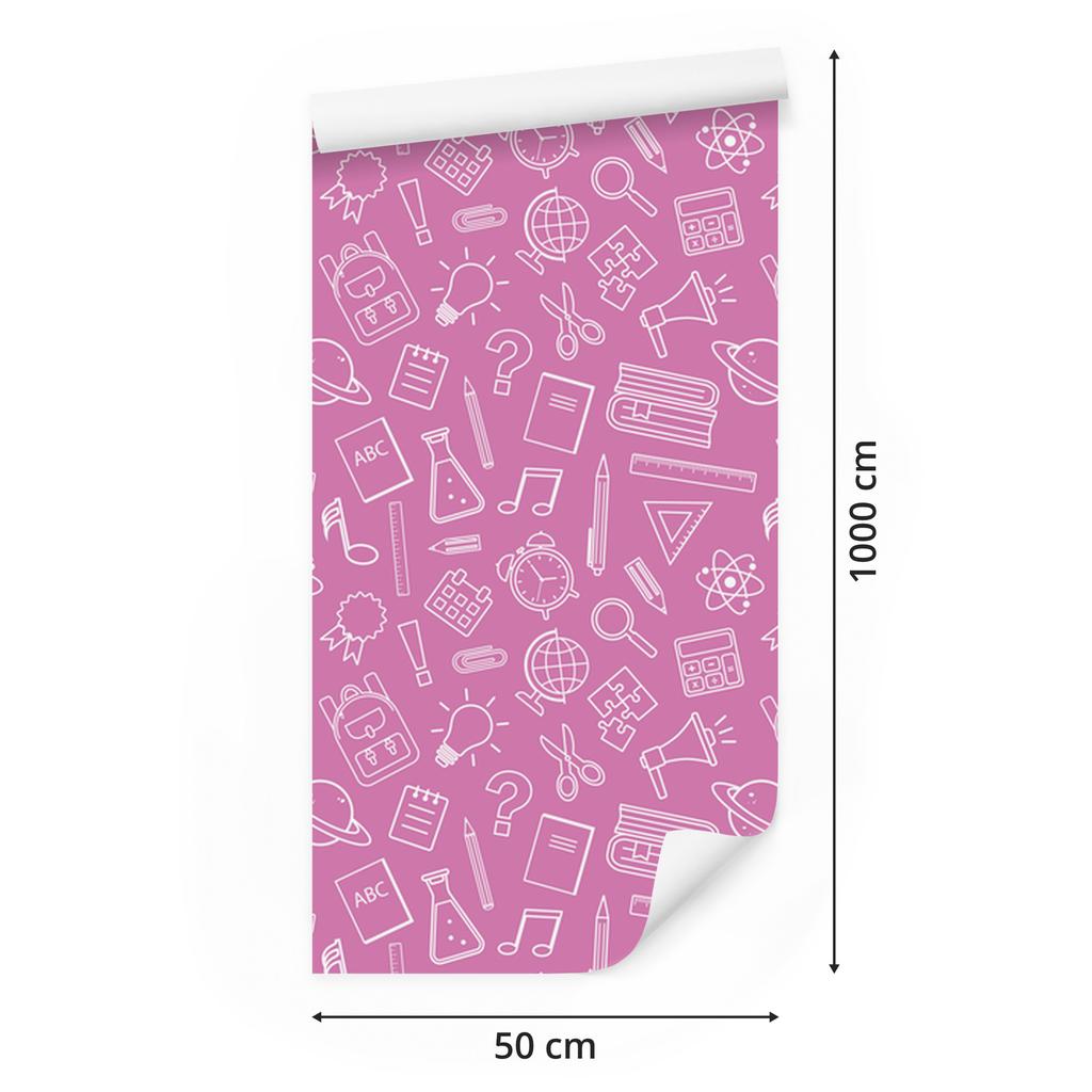 Wallpaper School Supplies Powder Pink Background, Powder Pink Center 50x1000