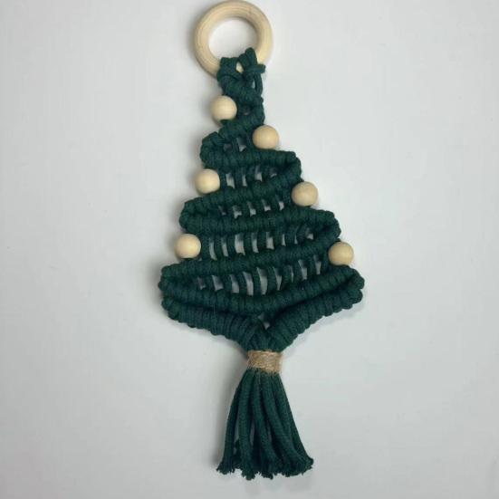 Подвеска из хлопковой веревки ручной работы в форме рождественской елки, плетеное настенное украшение для праздничного дома, торгового центра, бара, декора