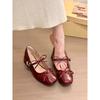 French Bow with Mary Jane Shoes for Women's 2025 New Temperament Versatile Light Mouth Thick Heel Small Leather Shoes