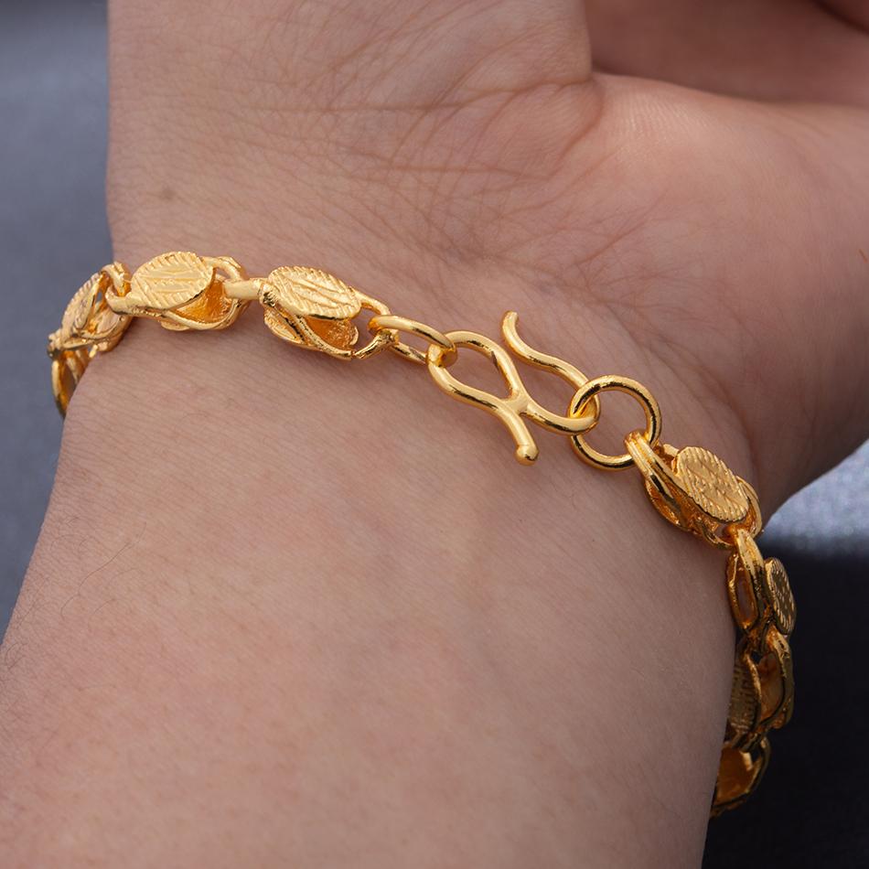 20CM Trendy Gold Color Men Bracelet Couple Middle East Dubai Hip Hop Bracelet for Man Women