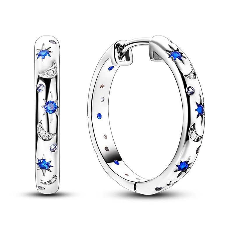 Original 925 Sterling Silver Women Hoop Earrings High Quality Shine Zircon U Shaped Classic Style Earring for Women Jewelry Gift
