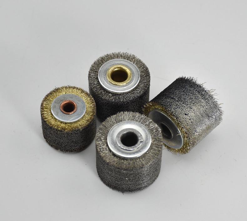 Медно-покрытое стальное проволочное колесо для снятия краски, снятия заусенцев, 36x30x9 отверстий, 0,15 мм нержавеющая сталь