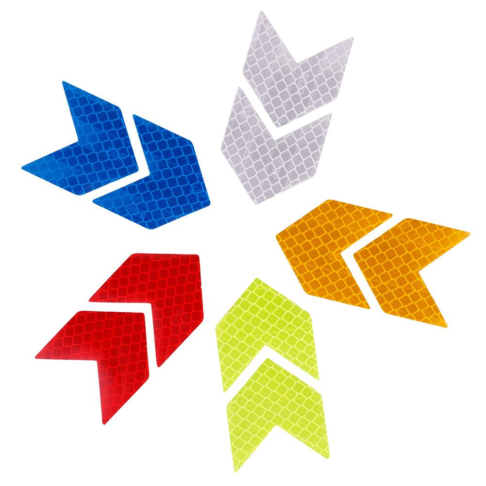2Pcs Car Reflective Sticker Arrows Pattern Warning Decals For Motorcycle Auto Tail Bar Bumper Safety