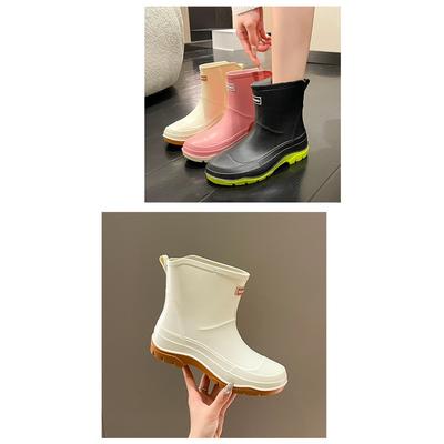 Женские Модные Трендовые Удобные Водонепроницаемые Нескользящие Легкие и Износостойкие Дождевые Ботинки на Межподошве