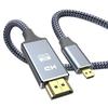 Кабель Snowkids Micro HDMI - HDMI Micro HDMI - HDMI 3 м тип D штекер тип A 4K 60 Гц Совместим с GoPro7 6 (Микро - мужской) 5/Трансформер/Йога и т.д.