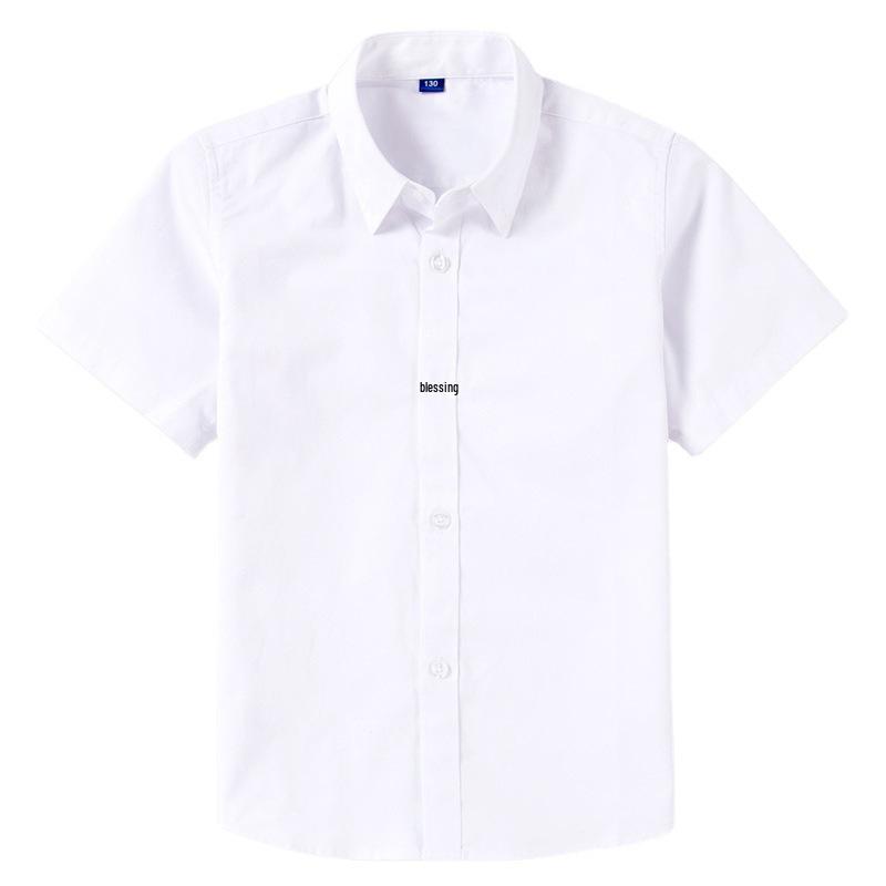 Белая хлопковая рубашка с коротким рукавом для мальчиков для летней школьной формы, для выступлений