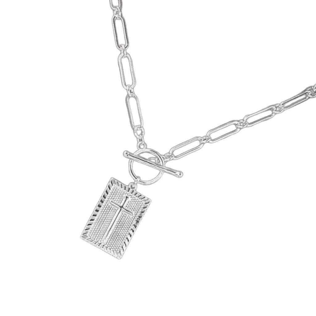 Geometric Cross Pendant Necklace Trendy Jewelry Chain Accessory Copper Texture Suitable for Fashion Women Present