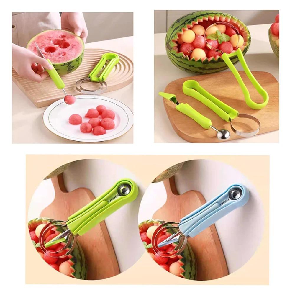 3-in-1 Stainless Steel Fruit Cutter Fruit Carving Cutting Multifunctional Set Kitchen Gadget Essential Kitchen Accessories