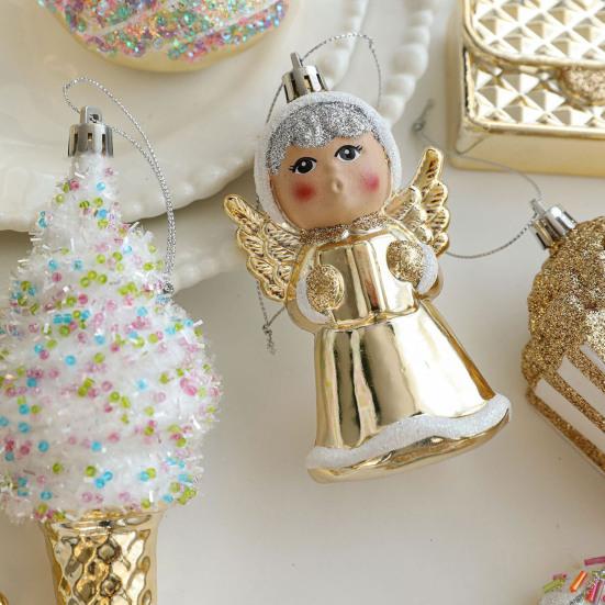 Рождественское подвесное украшение Блестящий ангел Санта-Клаус Орнамент Легкое рождественское украшение с петлей для подвешивания для украшения рождественской елки, двери, каминной полки