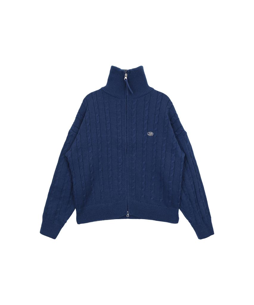 PINK PINEAPPLE Cozy Breeze Knit Zip-Up_Blue