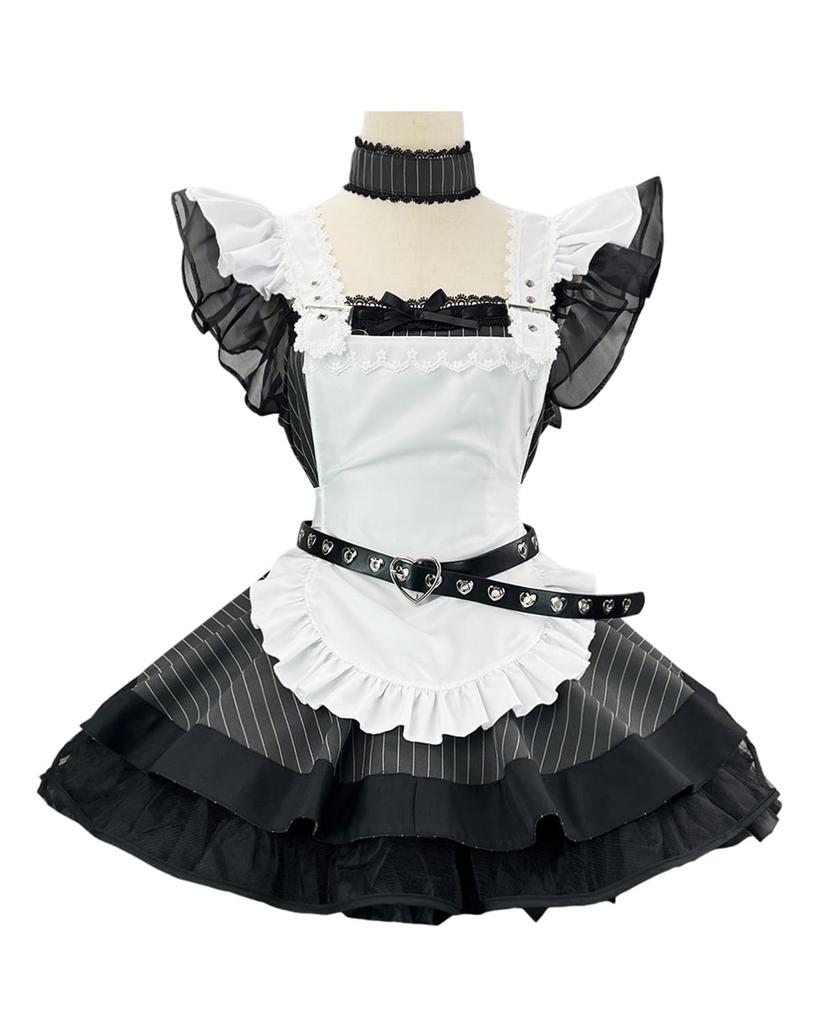 Костюм горничной CR ROLECOS, Стиль субкультуры, Большой размер, Стиль готической лолиты, Включает пояс, Идеально подходит для Хэллоуина, Кафе, Фотосессий, Культурных фестивалей
