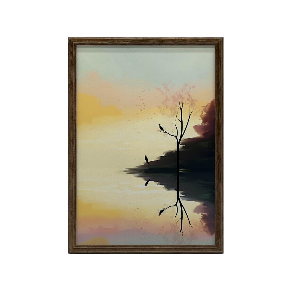 Pastelowy Krajobraz Pastelowy Krajobraz, 70X100 Cm, Rama Drewniana Ciemny Brąz, Papier Matowy 230 Gsm