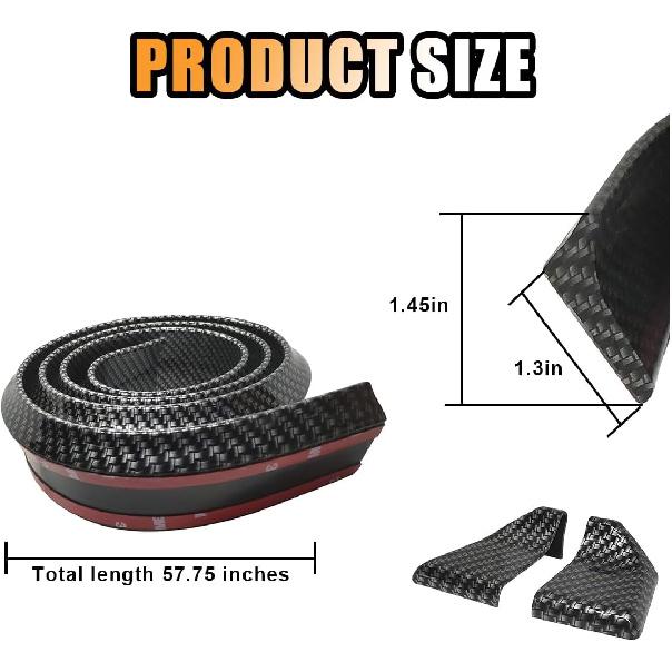 Car Rear Spoiler Roof Lip Kit, Carbon Fiber 3D Rubber Trunk Spoiler Trim Strip Cool Car Decoration, Universal Punch-Free Vehicle Exterior Accessory