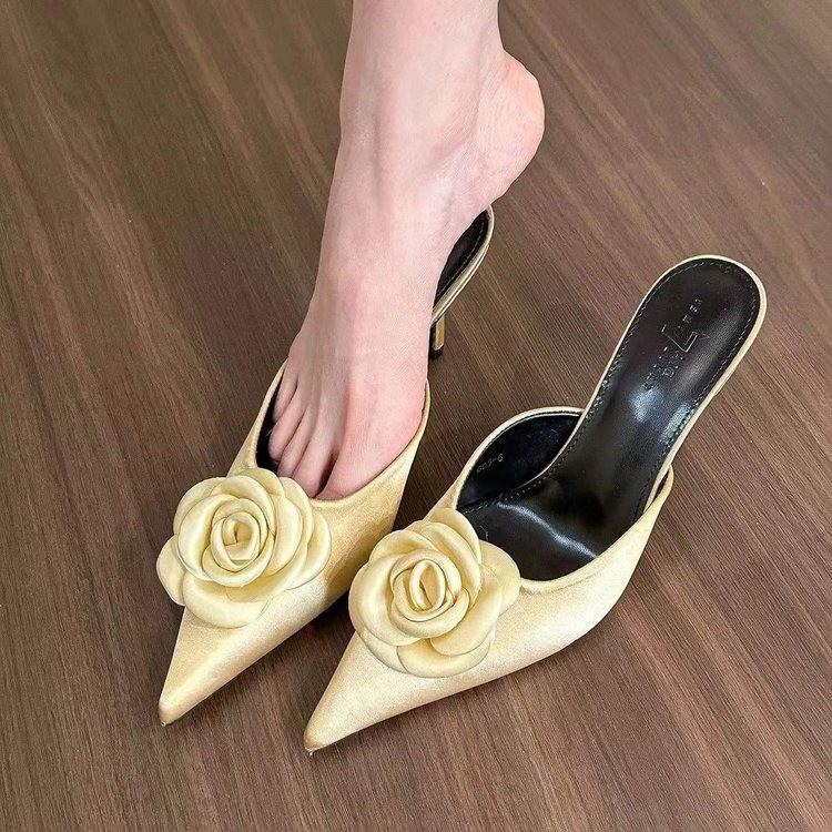 Женские тапочки с острым носком, летние новинки 2024 года, сладкие розовые туфли на тонком высоком каблуке, женские модные туфли для выпускного вечера, туфли-лодочки