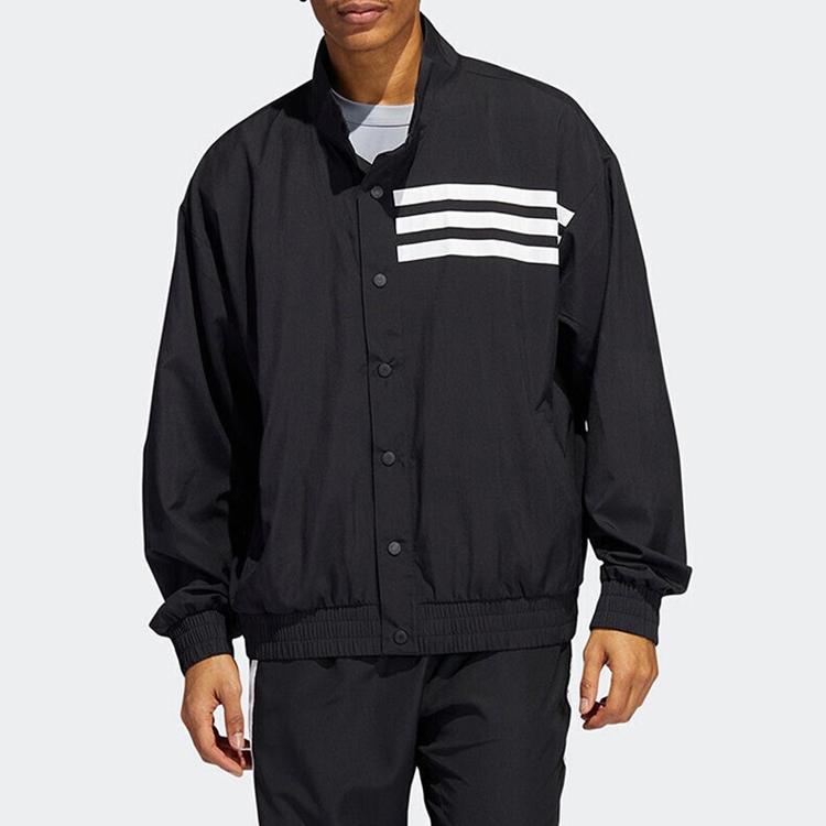 adidas SS22 Повседневная спортивная куртка с воротником-стойкой и длинным рукавом Мужская верхняя одежда Черный HF4200