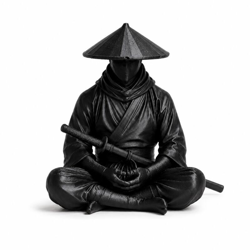 Xiaomi 3D-печатная фигурка медитирующего ниндзя, Черная статуэтка самурая Дзен для стола, полки, офиса и дома