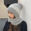 Женская зимняя шапка, вязаная толстая цветная шапка, ветрозащитная, теплая, мягкая, защита ушей, плюшевый декор, эластичная противоскользящая шапка, шарф, комбинированная женская шапка