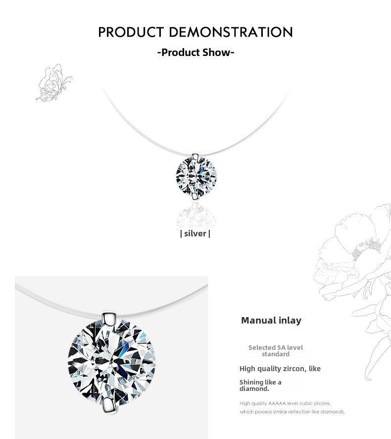 Modian S925 Sterling Silver Transparent Diamond Necklace - Simple Japanese Sweet Girl Clavicle Chain