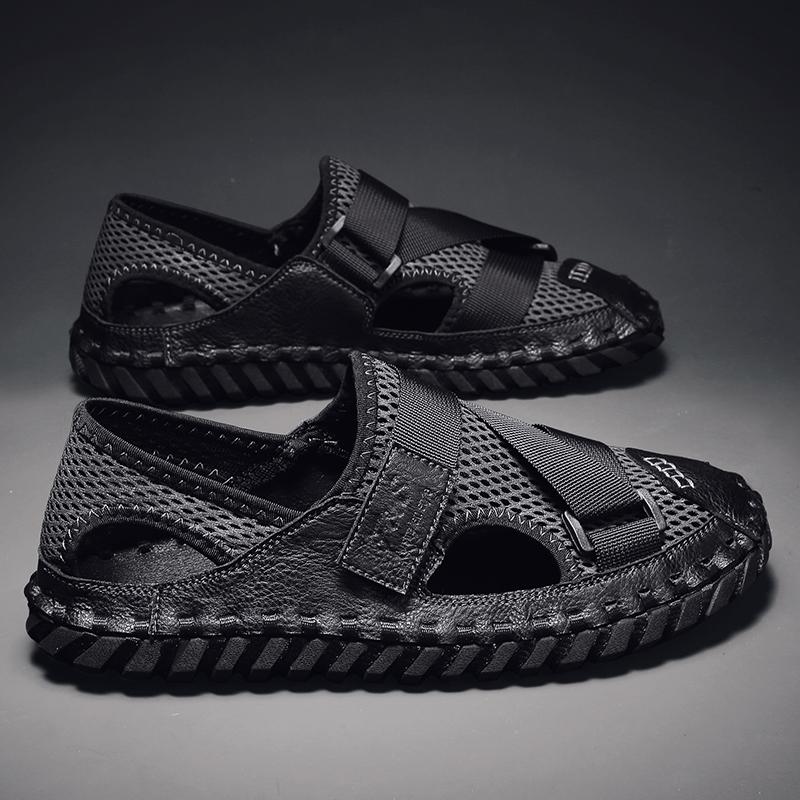 Closed Toe Outdoor Sandals for Men Summer Beach Hiking Walking Breathable Anti Slip Casual Shoes Size 38-44