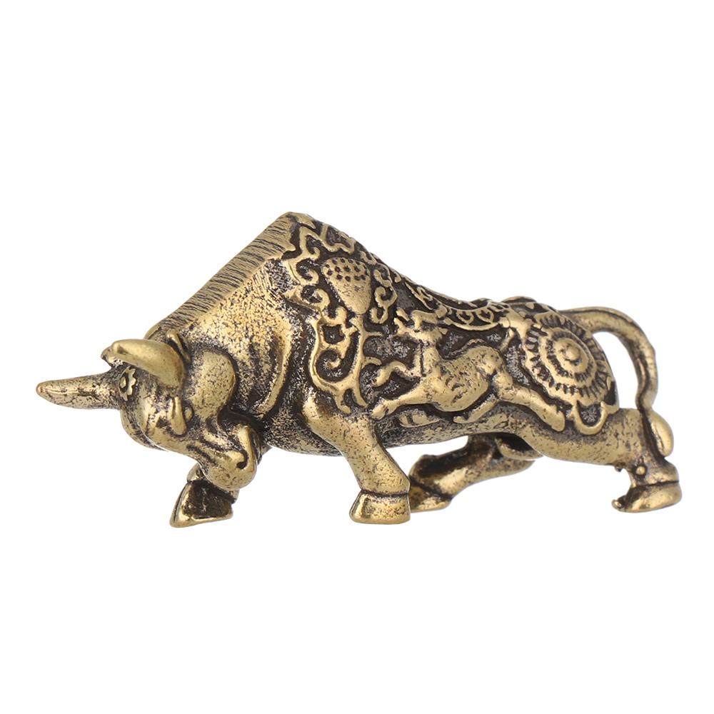 Decoration Brass Bull Figurine Desktop Ornament Abstract Animal Sculpture Miniature Zodiac Cattle