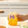 1PCS, Girls Bow Tie High Value Coffee Glass Cups Ins Wind Milk Tea Cups Cute Wind Girly Heart Household Drink Cold Drinks