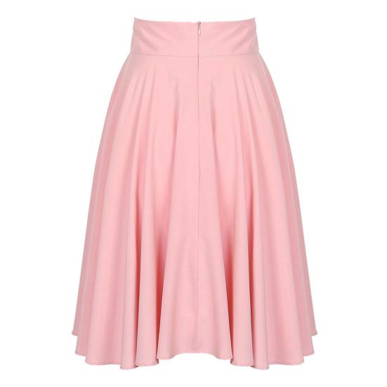 Women Skirt Elastic High Waist A-Line Style Skirt Solid Color Large Hem Skater
