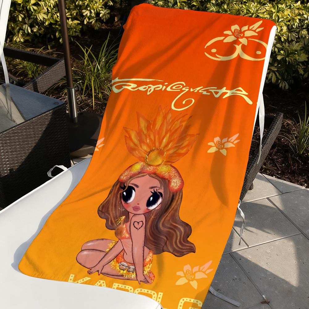 Singer Karol G Tropicoqueta Towel Soft Pool Gift For Travel Gym Shower Camping Quick Dry Sports Large Beach Towels