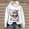 Christmas Party Clothing Woman Harajuku Cat Long Sleeved Women's Hooded Hoodie Fashion Animal Cat Color Blocked Printed 2024 New