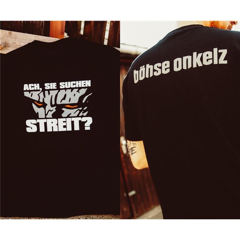 Свободная хлопковая футболка в стиле хэви-метал Böhse Onkelz с надписью 'Ach, sie suchen Streit?'' Графический