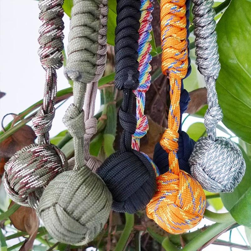 Outdoor Security Protection Black Monkey Fist Steel Ball for Girl Bearing Self Defense Lanyard Survi