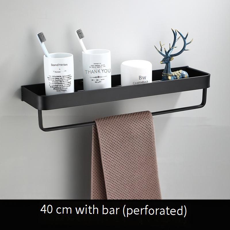 Сверление Установка Полка для ванной Органайзер Душевая стойка для хранения Черные угловые полки Настенный алюминиевый держатель для шампуня для унитаза