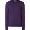 Polo Solid Color Pony Logo Embroidered V-Neck Long Sleeve Sweater Men Sweater Purple MNPOSWE16820071-500