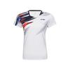 Li Ning Badminton Series Quick-Dry Cool Stylish Lines Competition Short Sleeve T-Shirt Women Tops White AAYV048-2