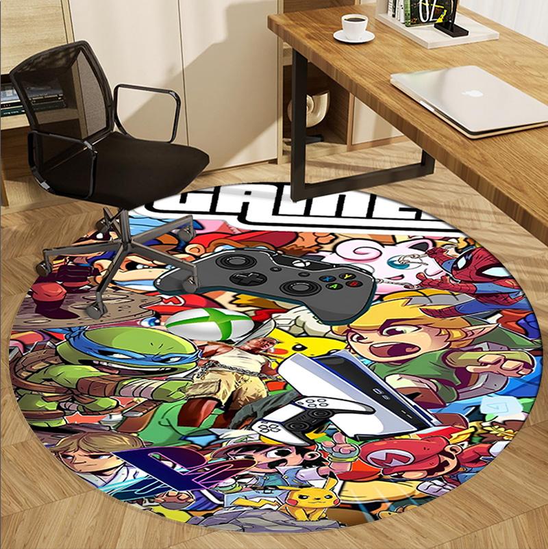 Apex Legends Pattern Round Rug, Indoor/Outdoor Mat, for Picnic, Gameroom, Bedroom, Office, Living Room, Home Decor Carpet, Birthday Gift