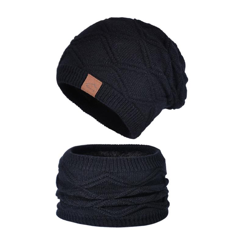 Winter Outdoor Common Warm Hat Scarf Two-piece Men's Women's Cycling Windproof Velvet Ear protection Knitted Acrylic Pullover